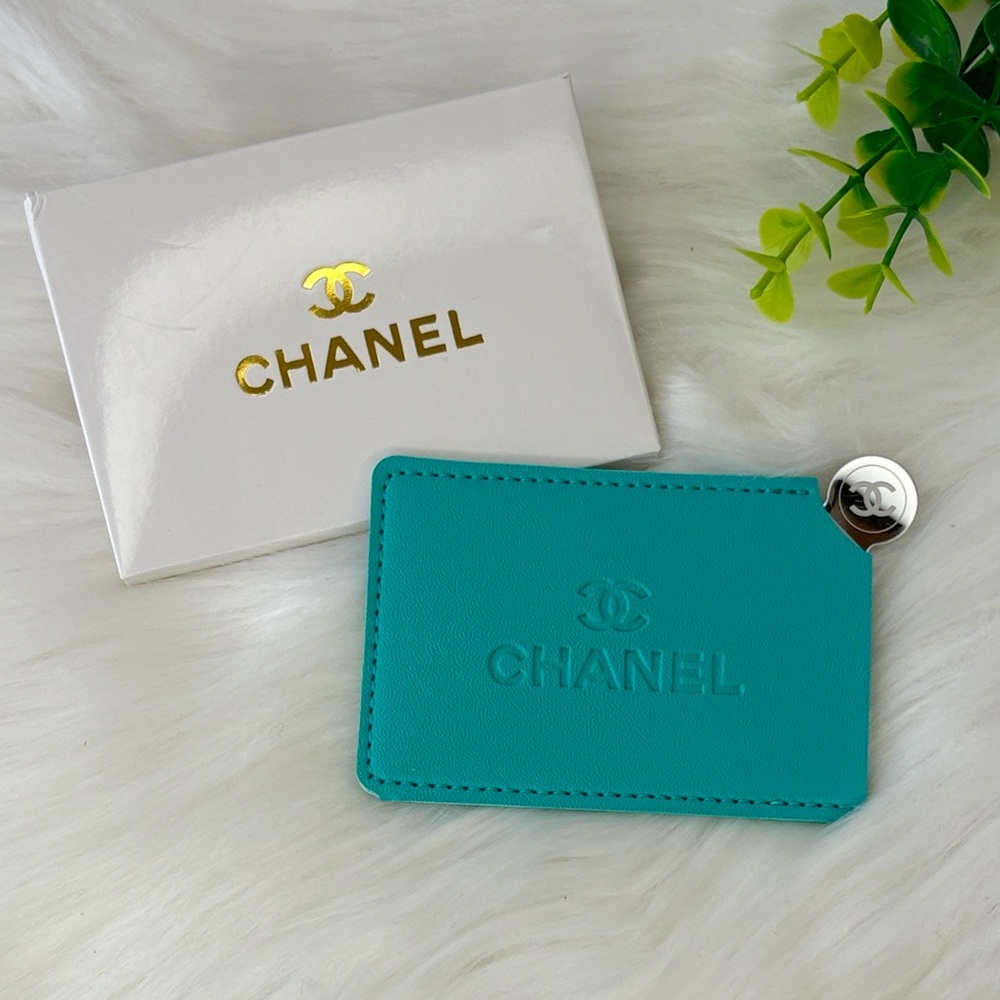 CHANEL Teal Mirror & Card Holder